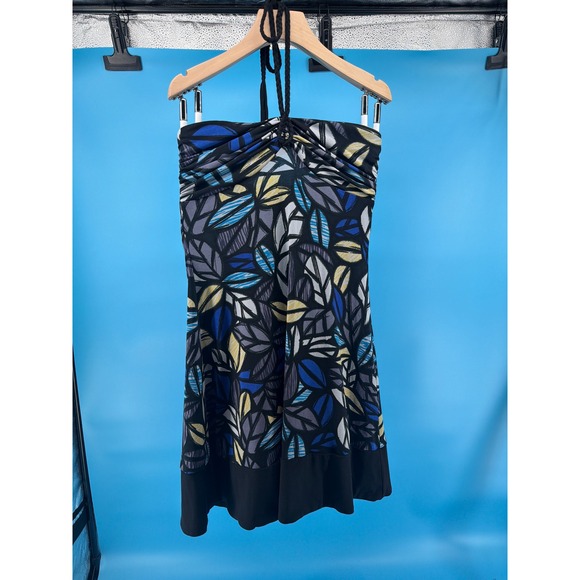 B. Darlin Other - B. Darlin Girls Blue Yellow Leaf Print Halter Neck Party Dress Size 11/12